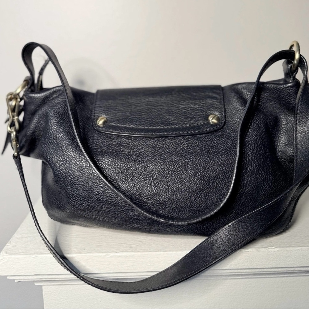 Michael Kors Navy Leather Shoulder Bag MK Est. 1981 Flap Hobo - Picture 10 of 11
